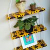 Prateleira Suspensa Estante Decorativa Vasos Plantas Corda Animal Print Onça - Imagem 2