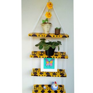 Prateleira Suspensa Estante Decorativa Vasos Plantas Corda Animal Print Onça