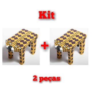 Kit 2 Peças - Banco Contemporâneo De Onça