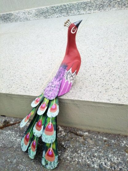 Escultura de Pavão em Madeira Artesanal - Roxo - Imagem 5