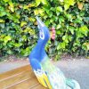 Escultura de Pavão em Madeira Artesanal - Azul - Imagem 5