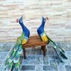 Kit Casal Escultura Pavão em Madeira Artesanal -AZUL - Imagem 4