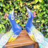 Kit Casal Escultura Pavão em Madeira Artesanal -AZUL - Imagem 2
