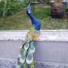 Escultura de Pavão em Madeira Artesanal - Azul