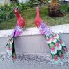 Kit Casal Escultura Pavão em Madeira Artesanal -Roxo