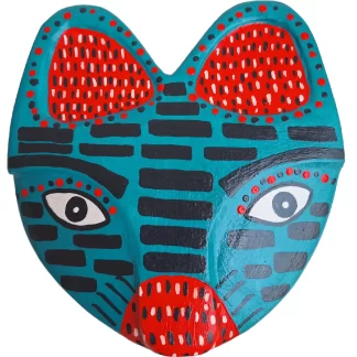 Máscara De Gato Azul Entalhada Decorativa De Alta Qualidade